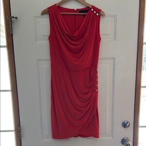Elegant Coral Draped Dress - White House Black Market - Size 8